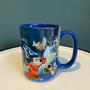 WALT DISNEY WORLD Theme Parks Embossed 3D CUP Mug Blue Fantasia Mickey Mouse